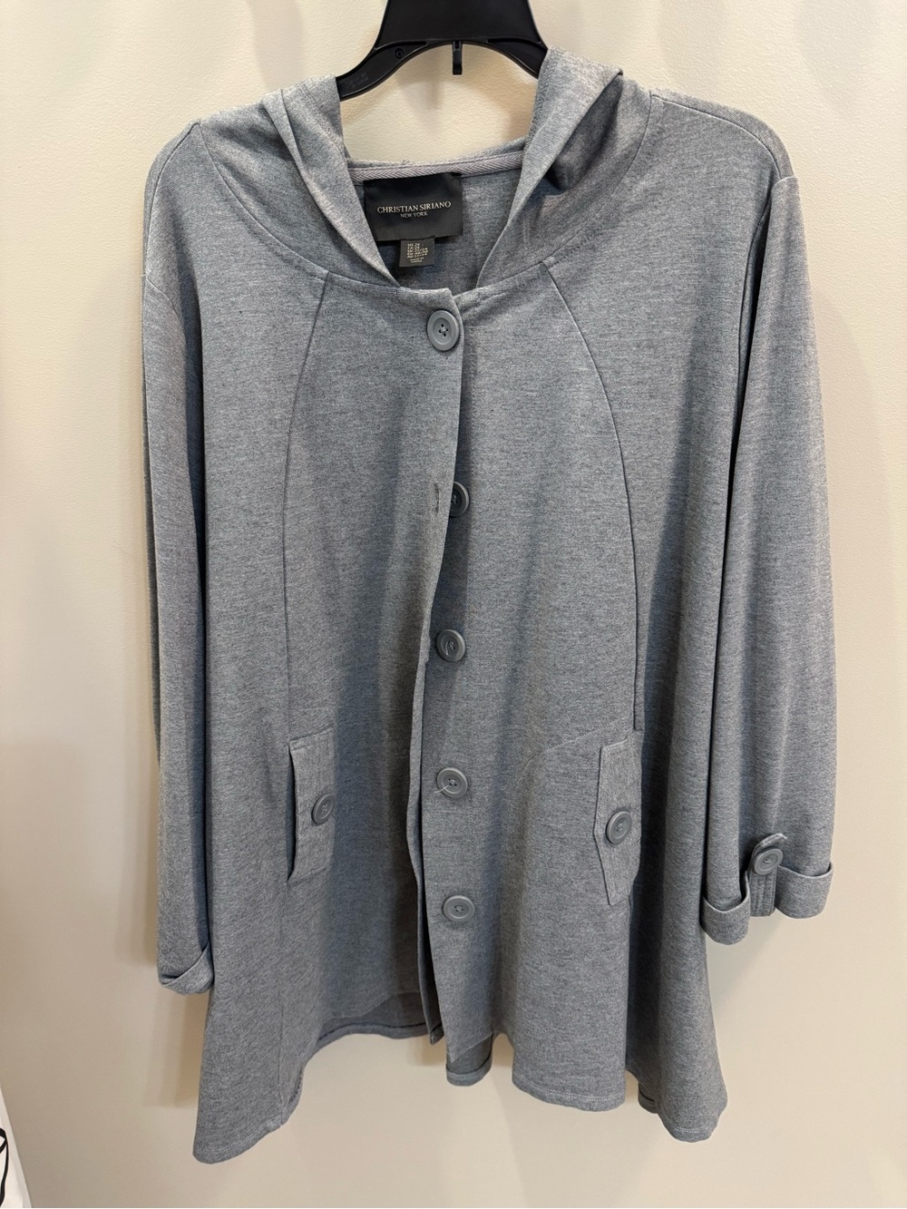 Christian Siriano Light Gray Hooded Button-Front Coat